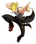  1boy headband male male_focus official_art persona persona_4 persona_4:_dancing_all_night pointing sleeveless solo tank_top tatsumi_kanji tattoo 