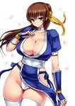  breasts brown_eyes brown_hair choker cleavage dead_or_alive highleg highleg_panties ishimiso_(ishimura) kasumi_(doa) large_breasts long_hair looking_at_viewer ninja panties pelvic_curtain ponytail red_eyes solo thighhighs underwear white_panties 