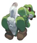  1boy anus cum erection half-closed_eyes koki male mario_bros naughty_face nintendo no_humans nude orgasm penis shoes simple_background solo spikes super_mario_bros. testicles tongue tongue_out uncensored video_games yoshi 
