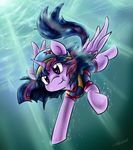  2014 clothed clothing equine feral friendship_is_magic fur hair hat horn horse mammal my_little_pony pony purple_eyes purple_fur purple_hair swimming swimsuit tailzkip twilight_sparkle_(mlp) underwater water winged_unicorn wings 