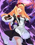  absurdres animal_ears apron blonde_hair character_request chocolate falkyrie_no_monshou hairband highres kagetomo_midori long_hair maid_apron red_eyes ribbon solo 