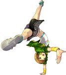  bike_shorts brown_eyes brown_hair full_body midriff official_art persona persona_4 persona_4:_dancing_all_night persona_dancing satonaka_chie short_hair skirt smile soejima_shigenori solo sweatband transparent_background 