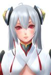  ahoge face highres long_hair matoi_(pso2) phantasy_star phantasy_star_online_2 red_eyes shuuji_(shumi) silver_hair solo 