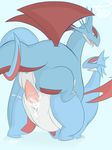  absurd_res all_fours anus blue_background cum cum_in_pussy cum_inside cumshot doggystyle eyes_closed female from_behind hi_res male male/female nintendo open_mouth orgasm pcred566 penis plain_background pok&eacute;mon pussy pussy_juice salamence sex tongue video_games 