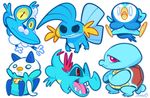  ambiguous_gender amphibian avian bird crocodile froakie frog mammal mudkip mustelid nintendo open_mouth oshawott otter penguin piplup plain_background pok&eacute;mon red_eyes reptile scalie squirtle teeth totodile turtle vaporotem video_games yellow_sclera 