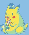  ambiguous_gender blood disembodied_hand eating fur mammal mouse nintendo pichu pikachu plain_background pok&eacute;mon rodent severed_limb solo vaporotem video_games yellow_fur 