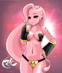  bikini bra clothing crossgender female gloves hair invalid_background long_hair majin_buu panties partial_nude pink_skin pose red_eyes solo swimsuit underwear 