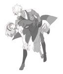  1girl aldnoah.zero bad_id bad_pixiv_id closed_eyes coat dancing double-breasted dress epaulettes greyscale hairband lemrina_vers_envers long_sleeves lowres meshi_yori_yado military military_uniform monochrome puffy_long_sleeves puffy_sleeves short_hair slaine_troyard tailcoat uniform 