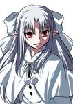  bow capelet hair_bow half_updo long_hair melty_blood pointy_ears red_eyes silver_hair slit_pupils smile solo tsukihime urako white_hair white_len 