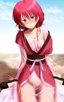  akatsuki_no_yona blush bonnie_(rsg) earrings jewelry looking_at_viewer purple_eyes red_hair sash short_hair solo yona_(akatsuki_no_yona) 