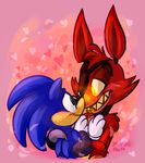 &lt;3 2014 animatronic anthro big_ears blue_fur blush canine crossover duo eye_contact five_nights_at_freddy&#039;s fox foxy_(fnaf) fur glowing glowing_eyes grin hand_on_chest hedgehog machine male male/male mammal mechanical pirate robot sega smile sonic_(series) 
