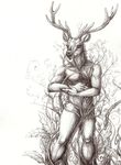  anthro cervine deer kirsch male mammal nude solo traditional_media_(artwork) 