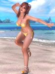  1girl beach bikini breasts dead_or_alive dead_or_alive_5 female honoka_(doa) large_breasts ocean screencap solo swimsuit tecmo v 