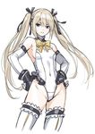  bad_id bad_twitter_id bare_shoulders blonde_hair dead_or_alive detached_sleeves hair_ribbon hands_on_hips highleg highleg_leotard leotard long_hair marie_rose ribbon saitou_masatsugu thighhighs twintails very_long_hair 