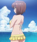  8-bit_(company) absolute_duo back_view bikini brown_hair cloud from_behind hotaka_miyabi ocean screencap short_hair sky swimsuit yellow_eyes 