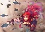  bad_id bad_pixiv_id belt breasts cleavage cropped_jacket dagger katarina_du_couteau large_breasts league_of_legends long_hair midriff red_eyes red_hair scar scar_across_eye vococo weapon 