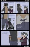  2013 anthro bathroom canine clothed clothing comic danny_(character) duncan_(character) english_text feline fur male mammal open_mouth penis rotten_robbie school smile text 