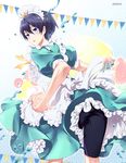  alternate_costume apron artist_name bad_id bad_pixiv_id black_hair blue_eyes crossdressing enmaided free! jammers looking_back maid maid_headdress nanase_haruka_(free!) playback swimsuit swimsuit_under_clothes 