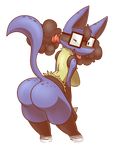  alpha_channel anthro blush breasts butt eyewear female freckles glasses lucario nerdcario nintendo plain_background pok&eacute;mon solo teckworks transparent_background video_games 