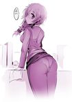  ass blush braid idolmaster idolmaster_cinderella_girls jpeg_artifacts kara_(color) long_hair monochrome necktie panties panties_under_pantyhose pantyhose senkawa_chihiro single_braid solo underwear 