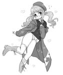  :o axis_powers_hetalia blush boots canada_(hetalia) cross-laced_footwear flying_sweatdrops genderswap genderswap_(mtf) glasses greyscale hair_ornament hand_on_own_chest heart lace-up_boots leaf leaf_hair_ornament long_hair long_sleeves maple_leaf monochrome nantoka_(yamakawa) necktie no_pants open_mouth panties simple_background sleeves_past_wrists solo twintails underwear white_background 