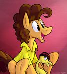  2014 brown_hair cheese_sandwich_(mlp) equine friendship_is_magic fur hair hat horse male mammal my_little_pony open_mouth pony rubber_chicken solo tan_fur thedoggygal tongue 