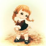  bad_id bad_pixiv_id bow braid brown_eyes brown_hair hair_bow hands_together long_sleeves mary_janes original shoes skirt smile socks solo souri twin_braids 