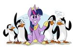  avian bird black_feathers crossover cute english_text equine eyelashes female friendship_is_magic fur hair horn kowalski looking_at_viewer male mammal my_little_pony open_mouth penguin private purple_fur purple_hair rico skipper teeth text the_penguins_of_madagascar thedoggygal tiara tongue twilight_sparkle_(mlp) white_feathers winged_unicorn wings 