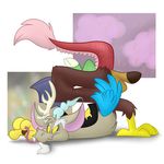  beard brown_fur discord_(mlp) draconequus facial_hair friendship_is_magic fur grey_fur male my_little_pony red_eyes solo teeth thedoggygal tongue yellow_sclera 