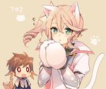  1girl alisha_diphda animal_ears blonde_hair brown_hair cat_ears cat_paws cat_tail dog_ears dog_tail green_eyes mayachi_(amuriya) paws sorey_(tales) tail tales_of_(series) tales_of_zestiria 