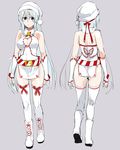  alternate_costume arms_at_sides ass bare_shoulders character_sheet cleavage_cutout elbow_gloves fingerless_gloves from_behind gloves hat japanese_clothes kantai_collection long_hair looking_at_viewer multiple_views ruuto_(sorufu) santa_costume santa_hat shoukaku_(kantai_collection) simple_background thighhighs thighs very_long_hair white_gloves 
