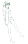  barefoot borrowed_character dress_shirt monochrome open_clothes open_shirt original panties shirt sketch solo traditional_media underwear yoshitomi_akihito 