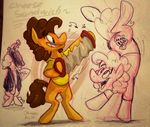  2014 accordion brown_hair cheese_sandwich_(mlp) equine friendship_is_magic fur hair hat horse male mammal musical_instrument my_little_pony orange_fur pony rubber_chicken sketch smile teeth thedoggygal 