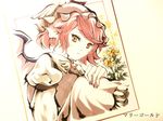  arm_garter brown_eyes flower hat marker_(medium) mystia_lorelei parted_lips pink_hair shikishi short_hair solo touhou traditional_media tsubameyado wings 