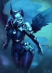  2015 anthro armor audrarius breasts cleavage clothed clothing dark_skin equine female friendship_is_magic helmet hi_res horn mammal my_little_pony nightmare_moon_(mlp) solo unconvincing_armor winged_unicorn wings 