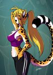  amber_eyes anthro big_breasts blonde_hair blush breasts butt chalo cheetah clothed clothing feline female fur hair long_hair mammal mihari open_mouth smile solo spots 