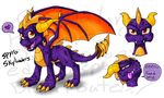 claws cute dragon horn looking_at_viewer male open_mouth plain_background purple_body red_eyes shalonesk smile solo spyro spyro_the_dragon teeth tongue tongue_out video_games white_background wings 