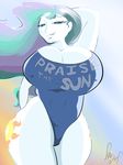  anthro big_breasts breasts cleavage clothed clothing crossover dark_souls equine female friendship_is_magic horse huge_breasts mammal my_little_pony pony princess_celestia_(mlp) sanders solo swimsuit 