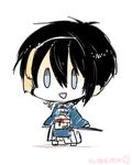  :d artist_name bad_id bad_pixiv_id black_hair blue_eyes chibi hairband hakama japanese_clothes male_focus mikazuki_munechika open_mouth smile solo sword touken_ranbu weapon yuzuki_gao 