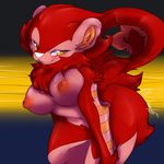  2015 anthro breasts datfoxass female fur inverted_nipples looking_at_viewer luxray mammal moneychan nintendo nipples nude pok&eacute;mon red_sclera solo video_games 