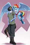  2015 anthro anthrofied blue_eyes blue_fur clothing duo equine fan_character female friendship_is_magic fur hair hooves leg_warmers legwear male mammal multicolored_hair my_little_pony mykegreywolf one_eye_closed pegasus rainbow_dash_(mlp) rainbow_hair smile wings 