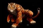  2015 anthro balls claws crouching feline fur looking_at_viewer male mammal negger nude orange_fur paws plain_background smile solo stripes tiger whiskers white_fur 