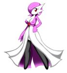 2014 alternate_color anthro barefoot breasts clothed clothing dress english_text eyelashes female fist frown gardevoir humanoid looking_at_viewer nintendo nipples plain_background pok&eacute;mon solo standing text video_games 青空太陽 