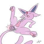  anal anal_penetration cum digital_media_(artwork) eeveelution espeon feral fur kaykitten knot male male/male nintendo open_mouth penetration penis plain_background pok&eacute;mon purple_fur sex tongue video_games 