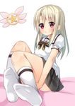  asa_no_ha blonde_hair fate/kaleid_liner_prisma_illya fate_(series) highres homurahara_academy_uniform illyasviel_von_einzbern long_hair red_eyes school_uniform solo 