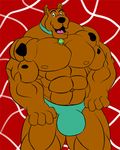  abs biceps big_muscles bulge canine clothed clothing dog half-dressed krosbar_(artist) male mammal muscles pecs pose scooby-doo scooby-doo_(series) solo standing topless 