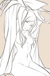  1girl black_and_white blush breasts fire_emblem fire_emblem:_kakusei fire_emblem_kakusei greyscale midriff monochrome my_unit my_unit_(fire_emblem:_kakusei) tongue 