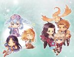  3girls carna chibi dunban fiorun head_wings melia monado multiple_boys multiple_girls nadir nopon rein_(xenoblade) riki_(xenoblade) shulk xenoblade_(series) xenoblade_1 