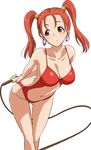  :/ arms_behind_back bent_over breasts brown_eyes cleavage collarbone crossed_legs dragon_quest dragon_quest_viii earrings jessica_albert jewelry large_breasts leaning_forward long_hair looking_away marugoshi_teppei navel orange_hair revealing_swimsuit_(dq) simple_background solo standing strap_gap tareme thigh_gap thighs twintails whip white_background 