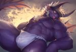  2015 abs beard behemoth body_hair bulge chest_hair clothing facial_hair final_fantasy fundoshi horn male muscles null-ghost pecs solo tongue tongue_out underwear video_games 